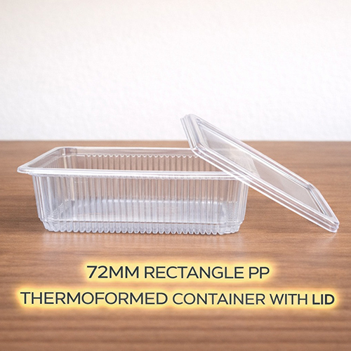 72 MM Rectangle PP Thermoformed Container With Lid