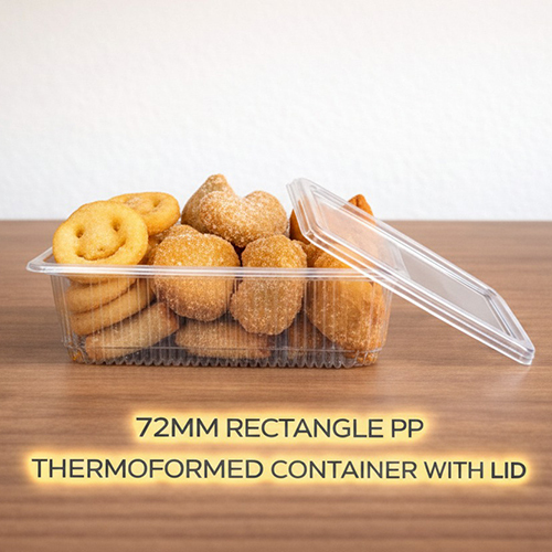 72 MM Rectangle PP Thermoformed Container With Lid