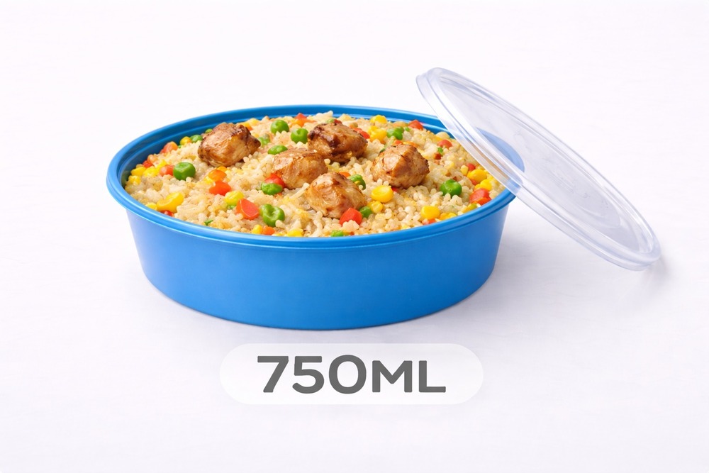750 ML Round Blue PP Containers With Lid
