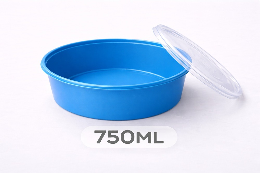 750 ML Round Blue PP Containers With Lid