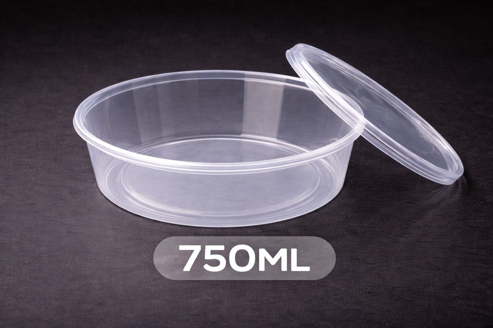 750 ML Round Natural PP Containers With Lid