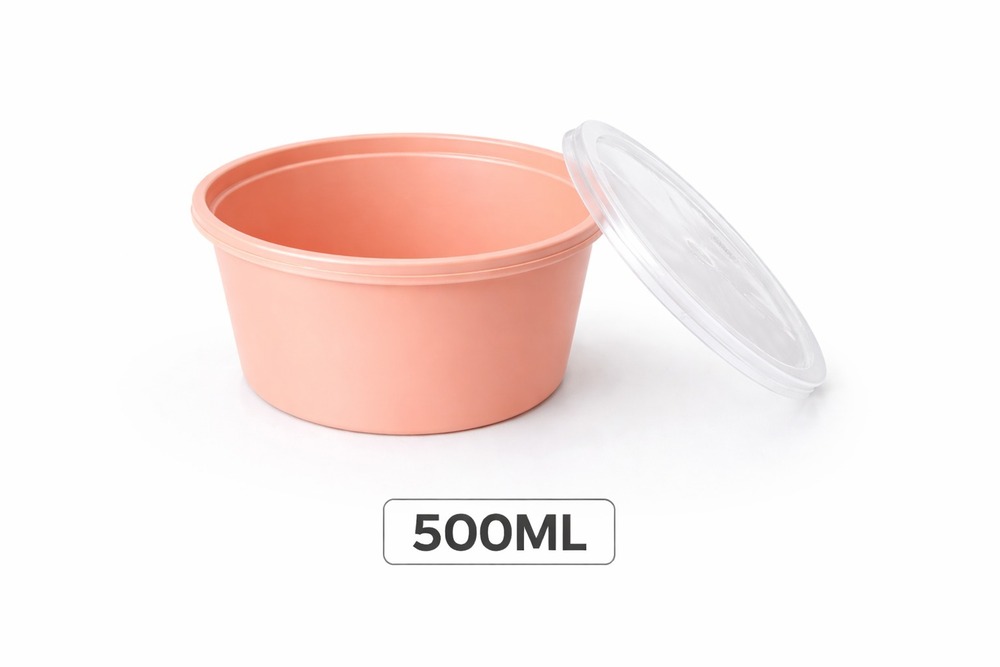 500 ML Round Peach PP Containers With Lid