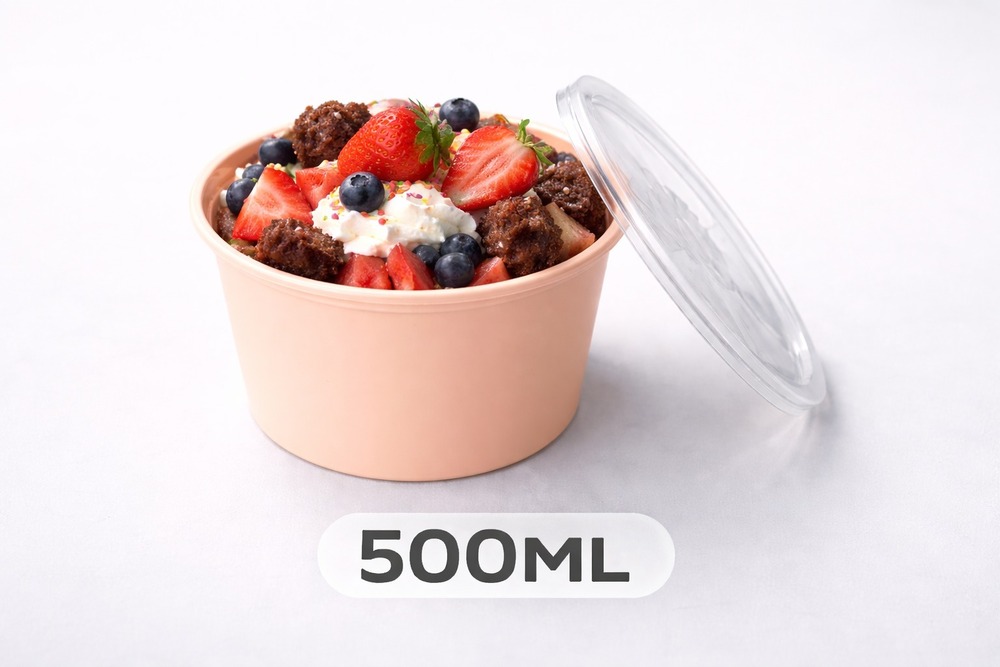 500 ML Round Peach PP Containers With Lid