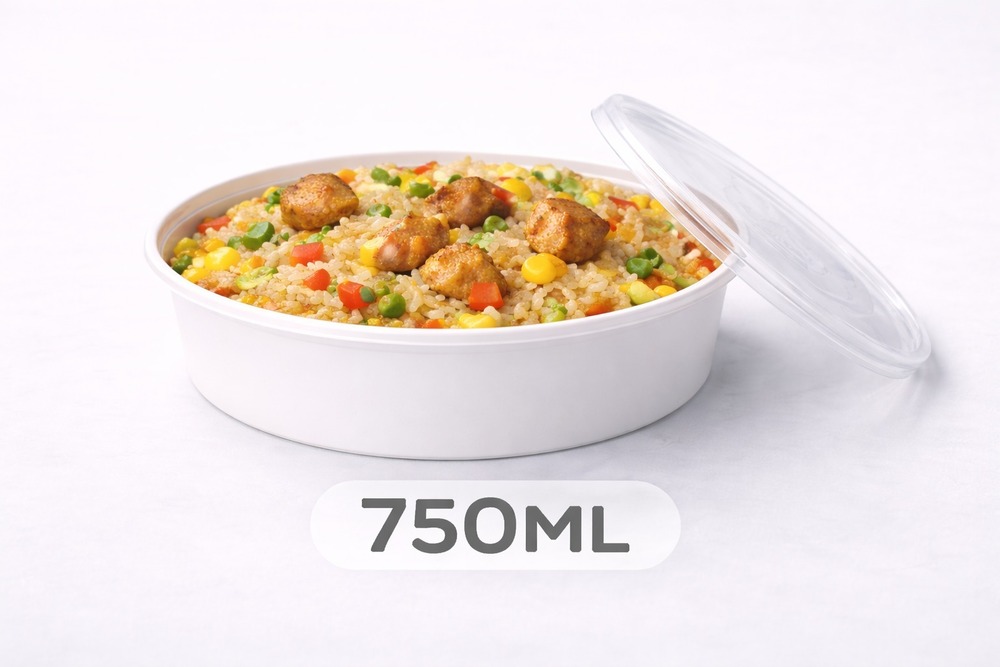 750 ML Round White PP Containers With Lid