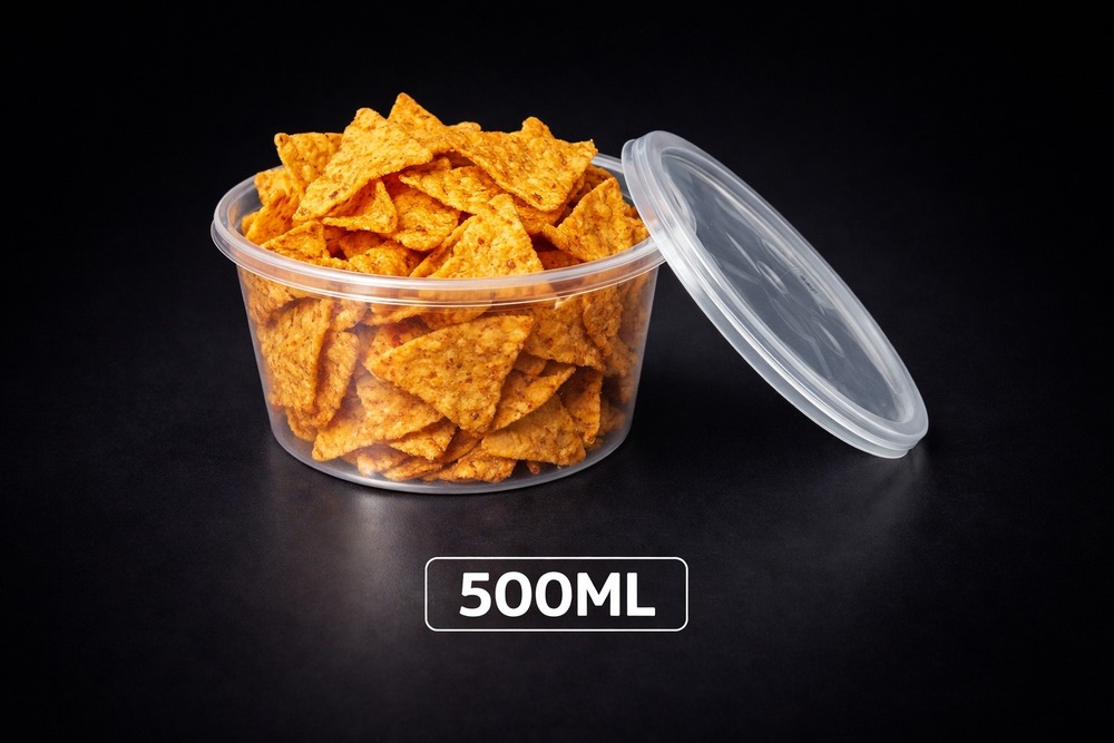 500 ML Round Natural PP Containers With Lid
