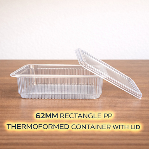 62 MM Rectangle PP Thermoformed Container With Lid