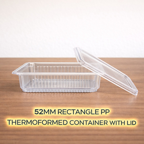 52 MM Rectangle PP Thermoformed Container With Lid