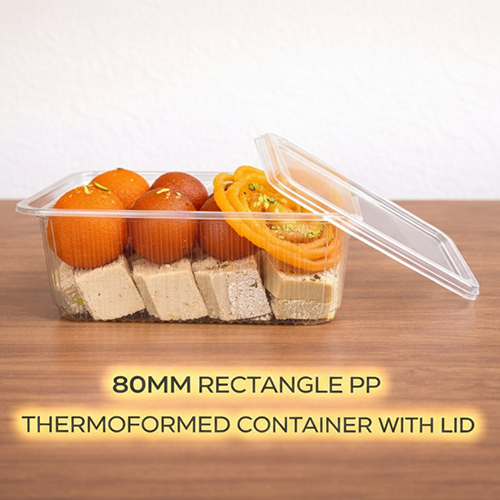 80 MM Rectangle PP Thermoformed Containers With Lid