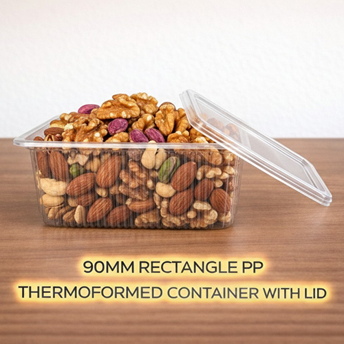 90 MM Rectangle PP Thermoformed Containers With Lid
