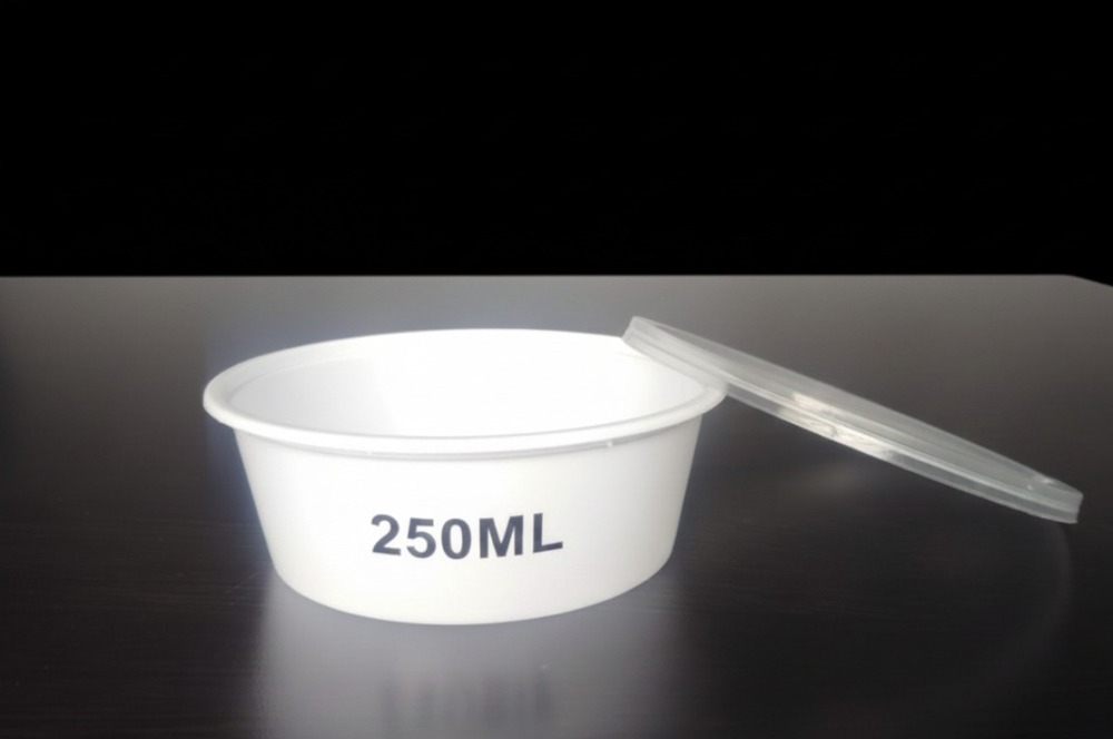 250 ML Round White PP Containers With Lid