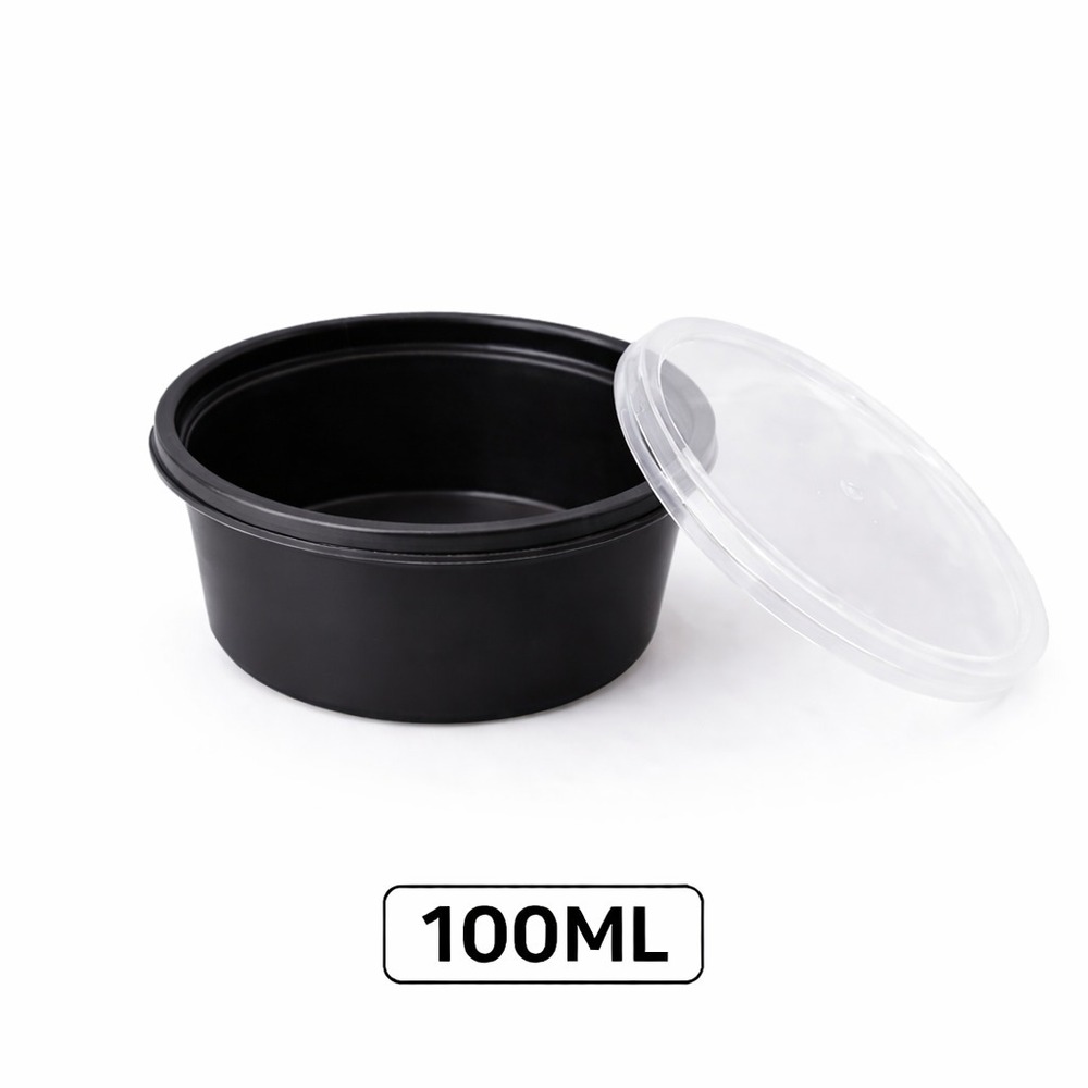 100 ML Round Black PP Containers With Lid