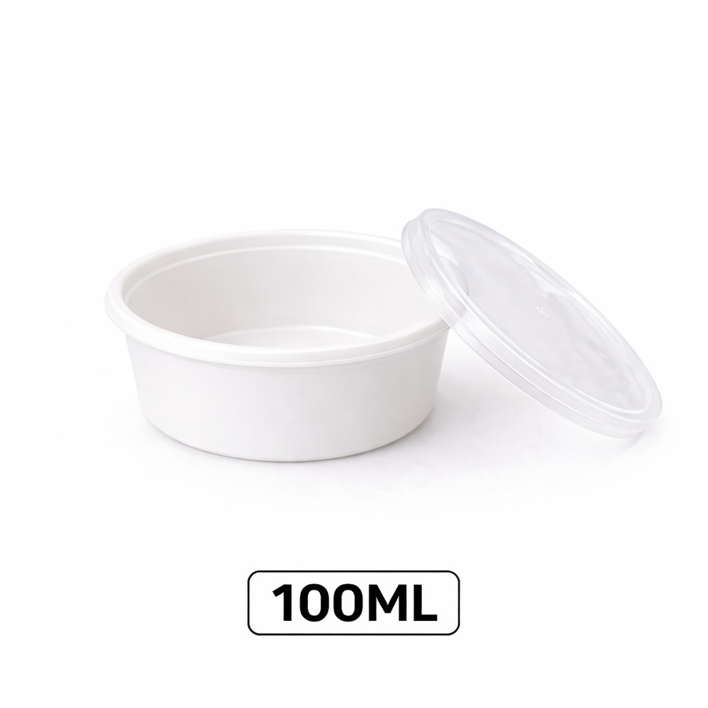 100 ML Round White PP Containers With Lid