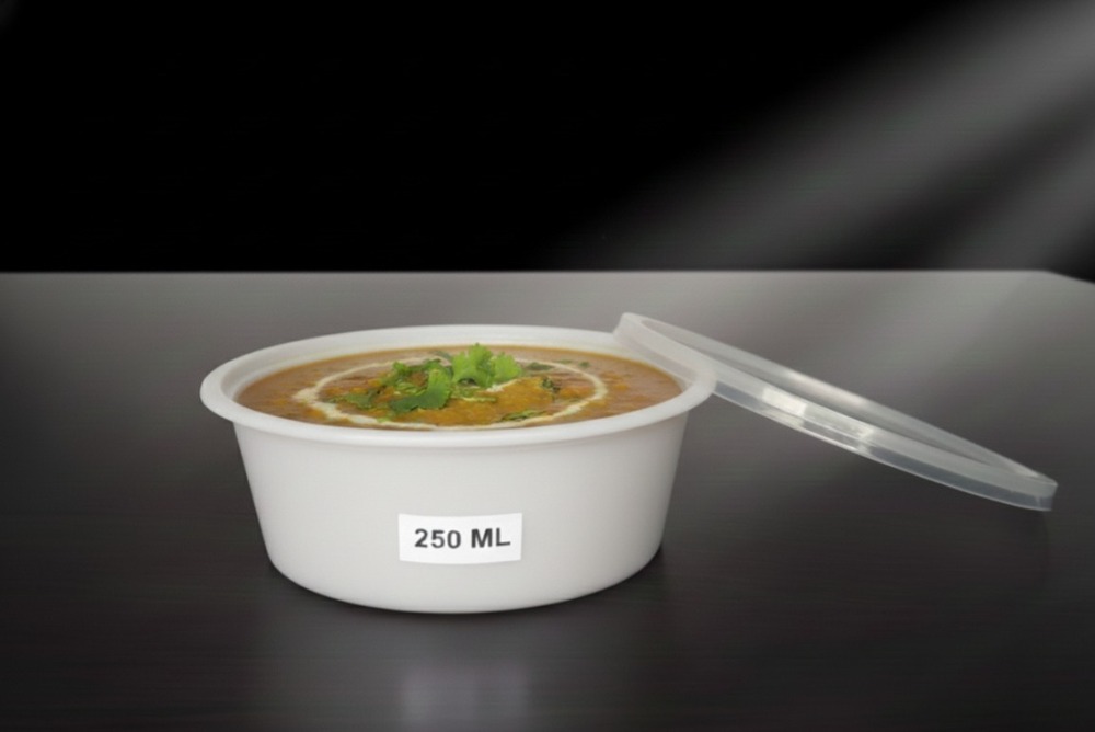 250 ML Round White PP Containers With Lid