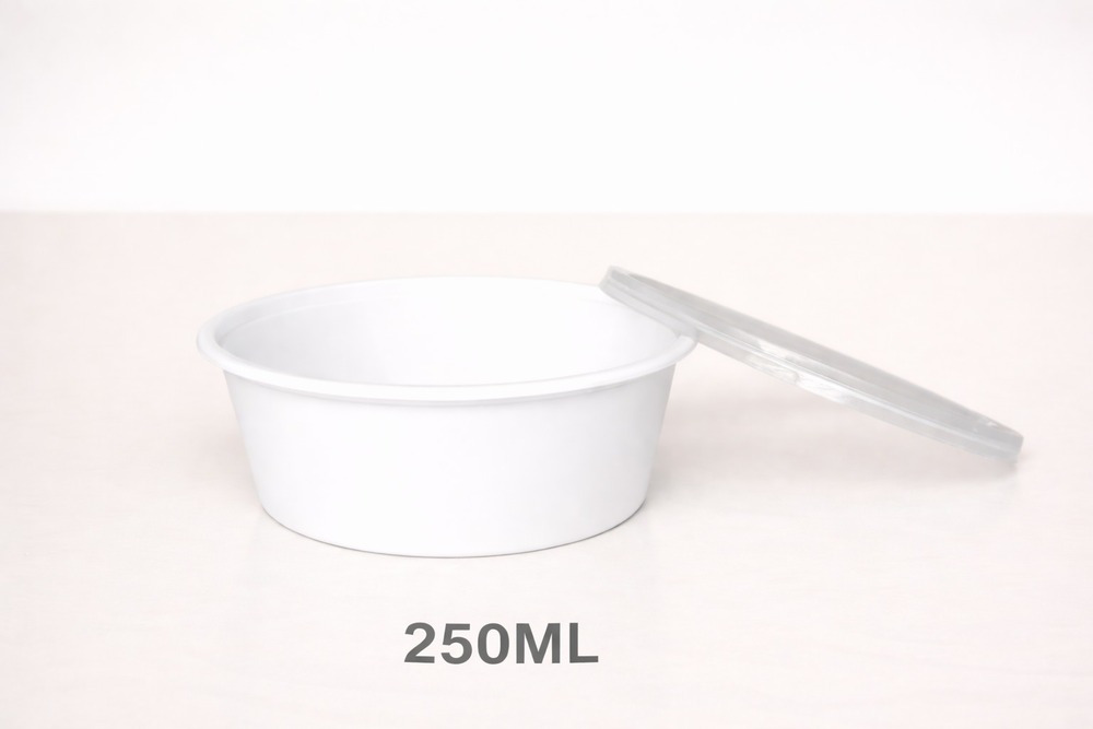 250 ML Round White PP Containers With Lid