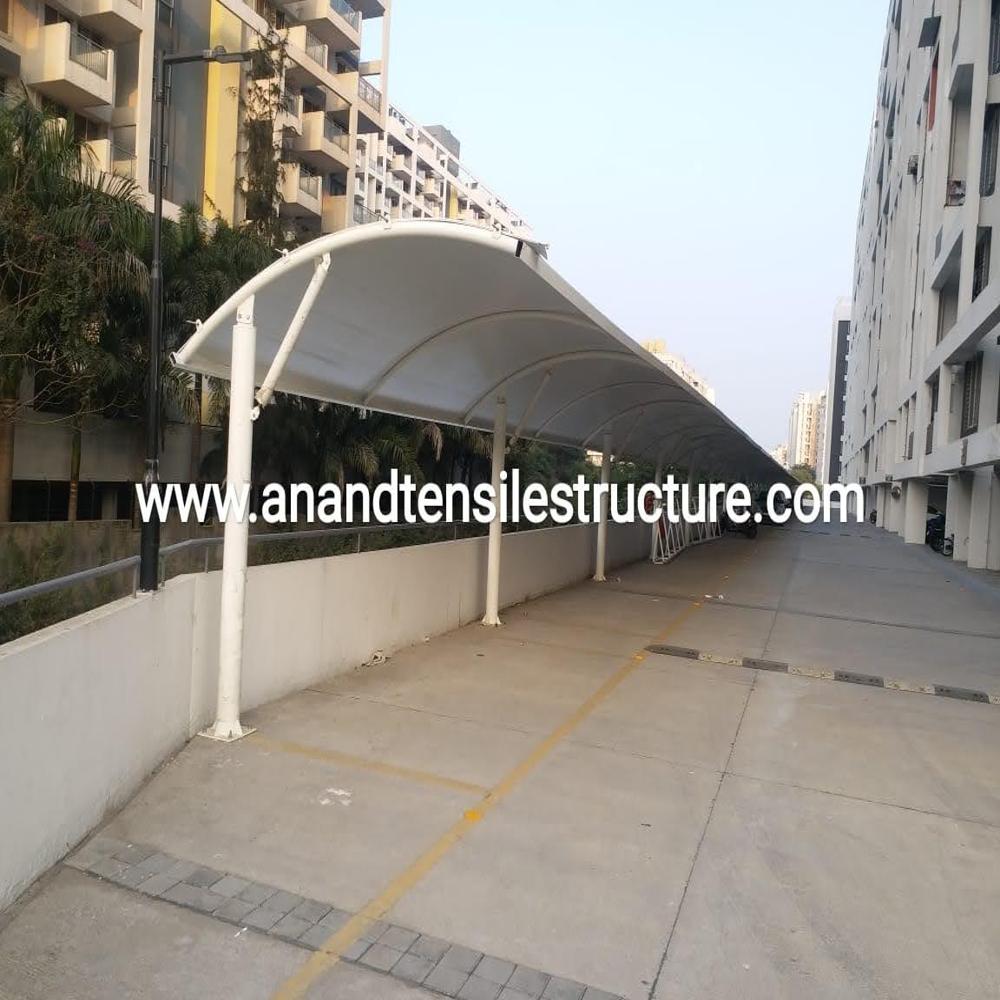 Car Parking Shade - Ms Pipe Frame Structure | Customized Design, White Color, Enhanced Durability For Vehicle Protection