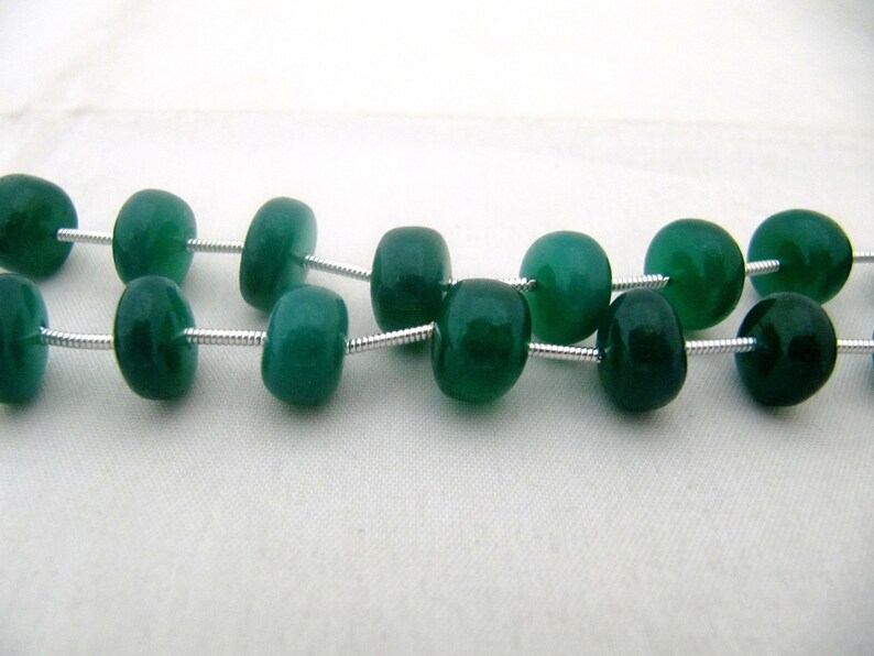 Natural Green Onyx Beads Rondelle Plain Smooth 10 to 12mm Size Beads Strand 9 inches long