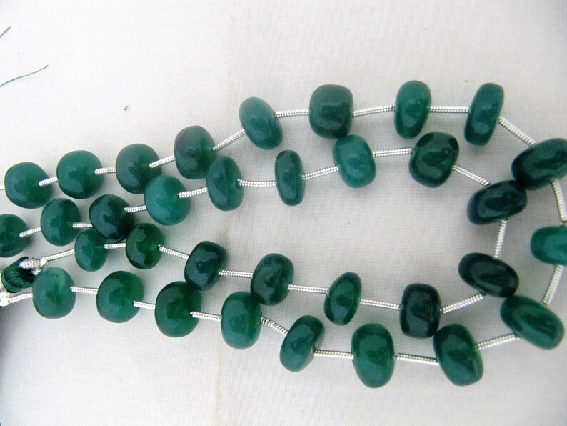 Natural Green Onyx Beads Rondelle Plain Smooth 10 to 12mm Size Beads Strand 9 inches long