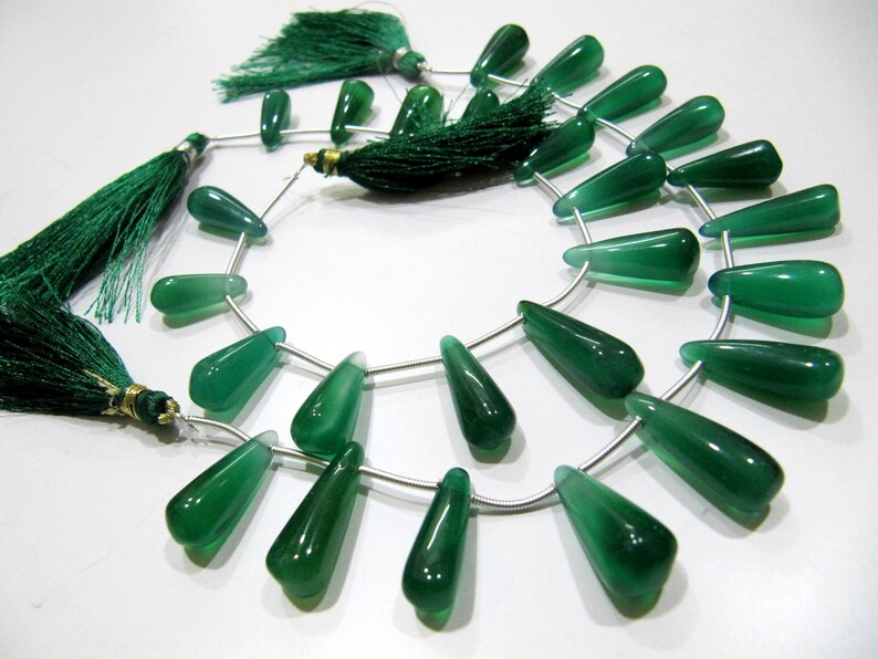 Natural Green Onyx Tear Drop Shape Plain Smooth Size 20 to 25mm long