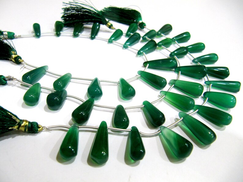 Natural Green Onyx Tear Drop Shape Plain Smooth Size 20 to 25mm long