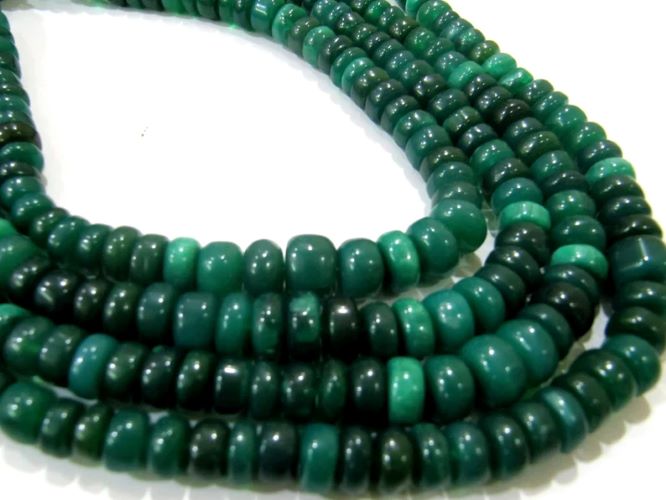 Natural Green Onyx Chalcedony Rondelle Plain Smooth 7to12mm Beads Sold Per Strand 8 inches long
