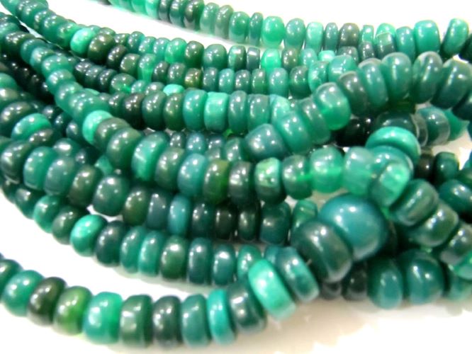 Natural Green Onyx Chalcedony Rondelle Plain Smooth 7to12mm Beads Sold Per Strand 8 inches long