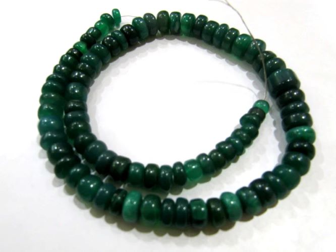 Natural Green Onyx Chalcedony Rondelle Plain Smooth 7to12mm Beads Sold Per Strand 8 inches long