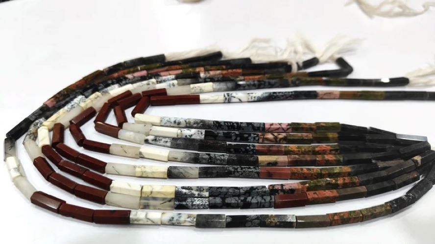 Natural Gemstones Multi Color Tube Pipe Shape Briolette 5x15mm Beads Sold per strand 14 Inch Long