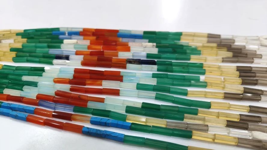 Natural Gemstones Multi Color Tube Pipe Shape Briolette 5x15mm Beads Sold per strand 14 Inch Long