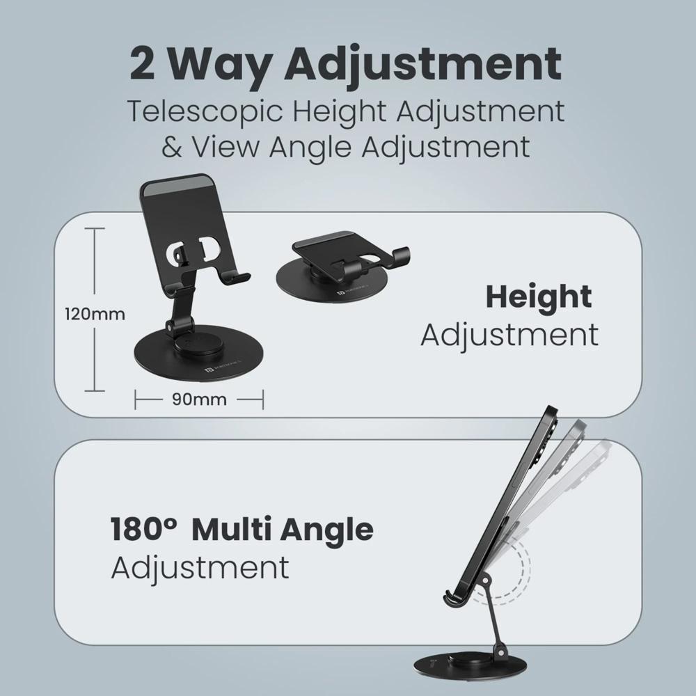 Portronics Mobot 4 360 Rotatable Mobile Holder with Aluminum Body, Portable