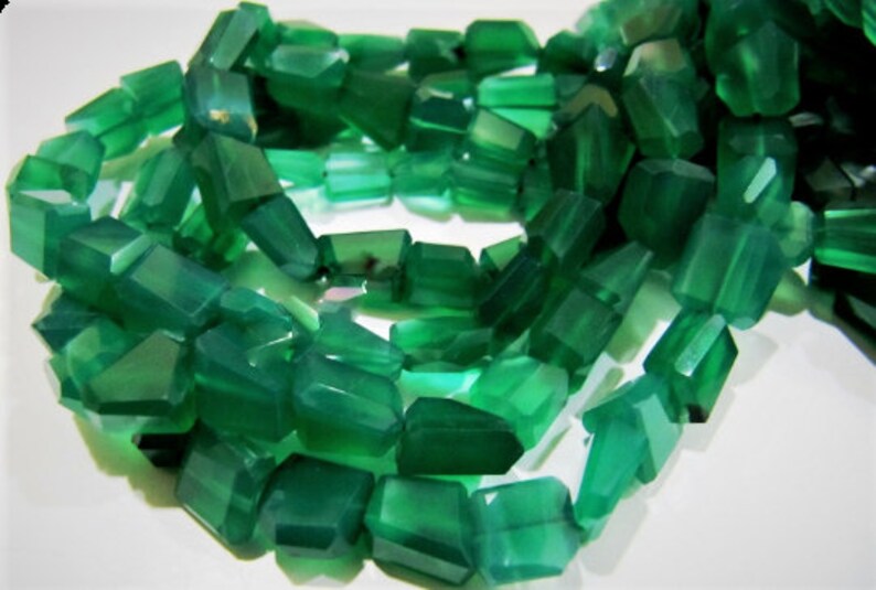 Laser Cut Green Onyx Beads / Nugget Shape Green Chalcedony Beads 10 to 12 mm Strand 10 inches long