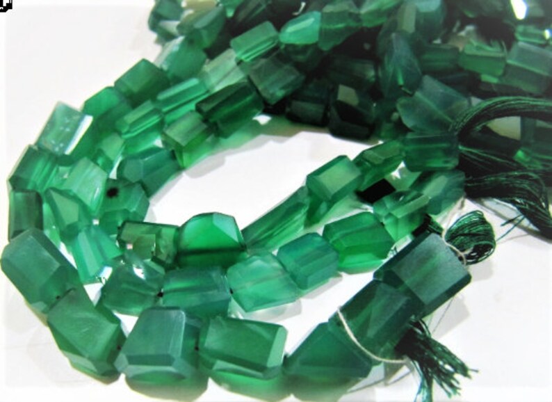 Laser Cut Green Onyx Beads / Nugget Shape Green Chalcedony Beads 10 to 12 mm Strand 10 inches long