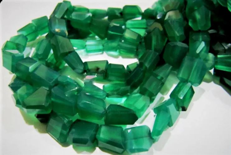 Laser Cut Green Onyx Beads / Nugget Shape Green Chalcedony Beads 10 to 12 mm Strand 10 inches long