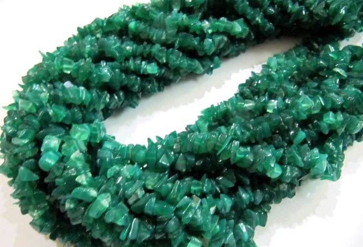 Natural Green Onyx Chip Gravel Uncut Nugget 6mm To 9mm Beads Strand 35 Inches Long
