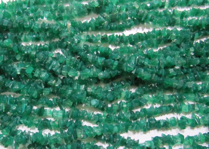 Natural Green Onyx Chip Gravel Uncut Nugget 6mm To 9mm Beads Strand 35 Inches Long