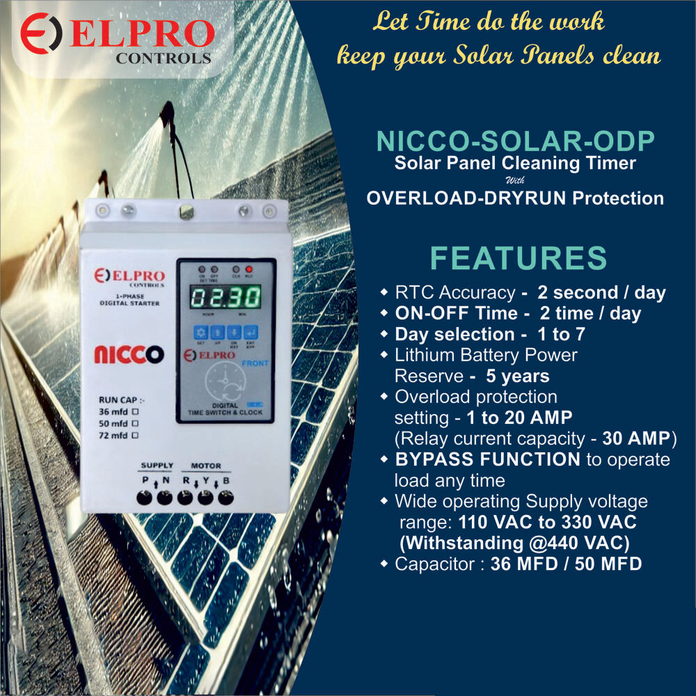 Nicco-Solar-Odp : Solar Panel Timer With Starter - Automation Grade: Automatic