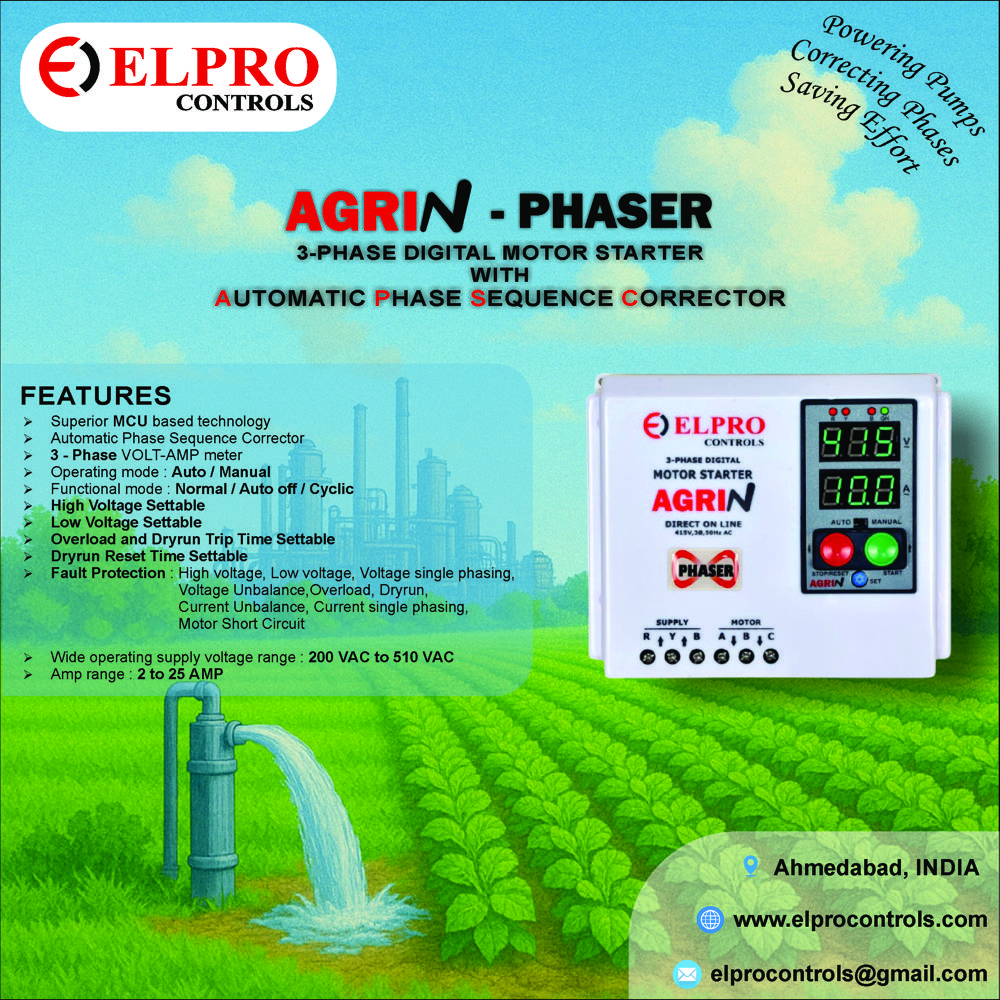 AGRIN-PHASER : 3-Phase Digital Motor Starter With Phase Sequence Corrector