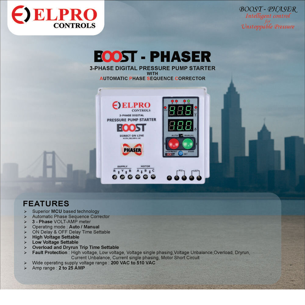 Boost : 3 Phase Digital Pressure Pump Starter - Color: Blue & White