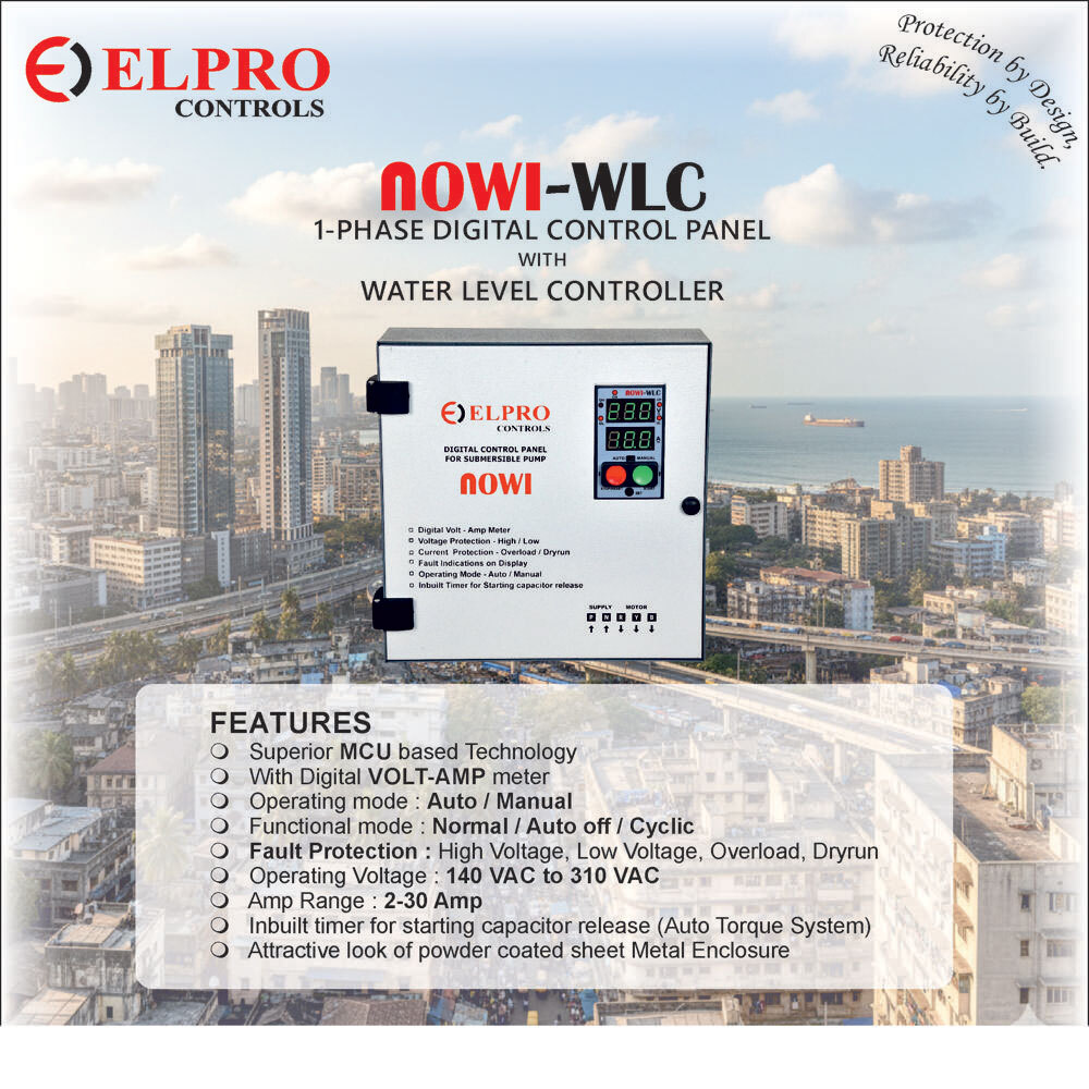 Nowi-Wlc : Single Phase Digital Control Panel With Water Level Controller - Application: Submersible Pump