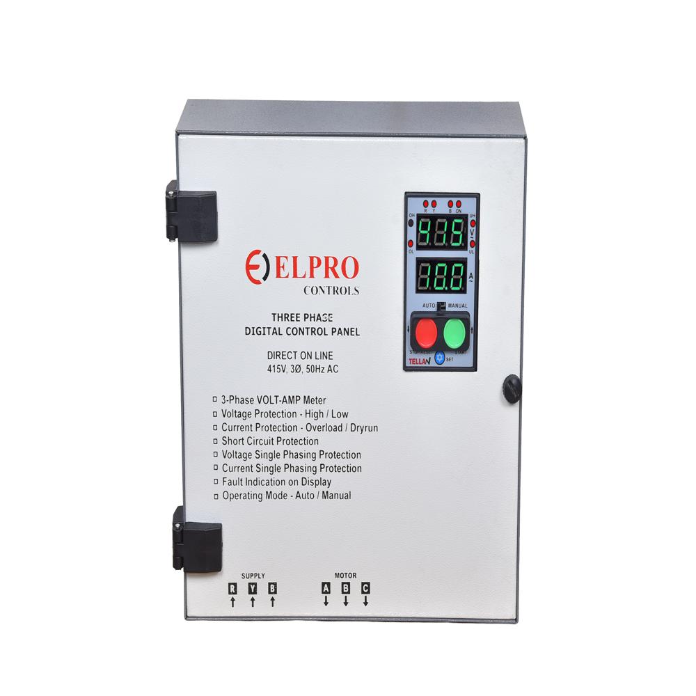 Tellan-panel :  Three Phase Dol Motor Starter Panel With Water Level Controller - Cabinet Material: Powder Coated Sheet Metal