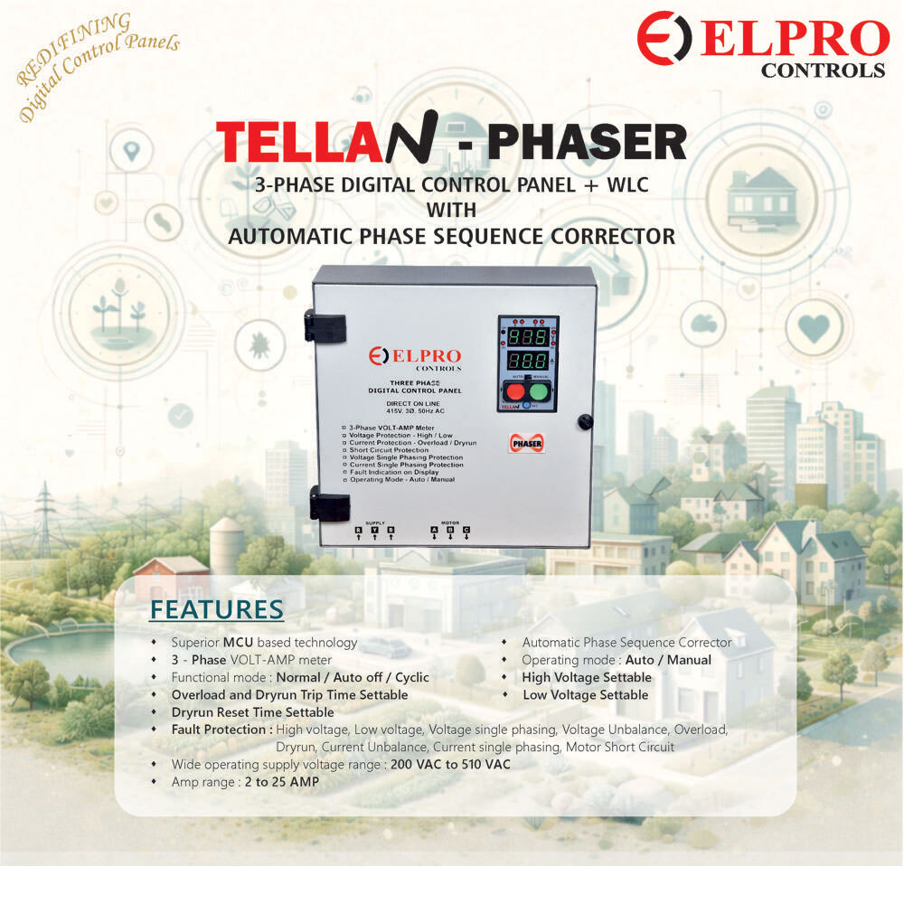 Tellan-Phaser-Panel : 3-Phase Digital Control Panel With Water Level Controller - Application: Industrial
