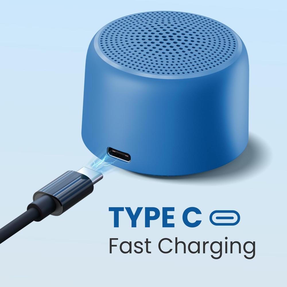 Portronics 5W Pico Mini HD Sound Portable Bluetooth Speaker with in-Built Mic, Strong Lanyard, Upto 4 Hours Playtime, Bluetooth 5.3V, Type C Fast Charging, Light Weight (Blue)