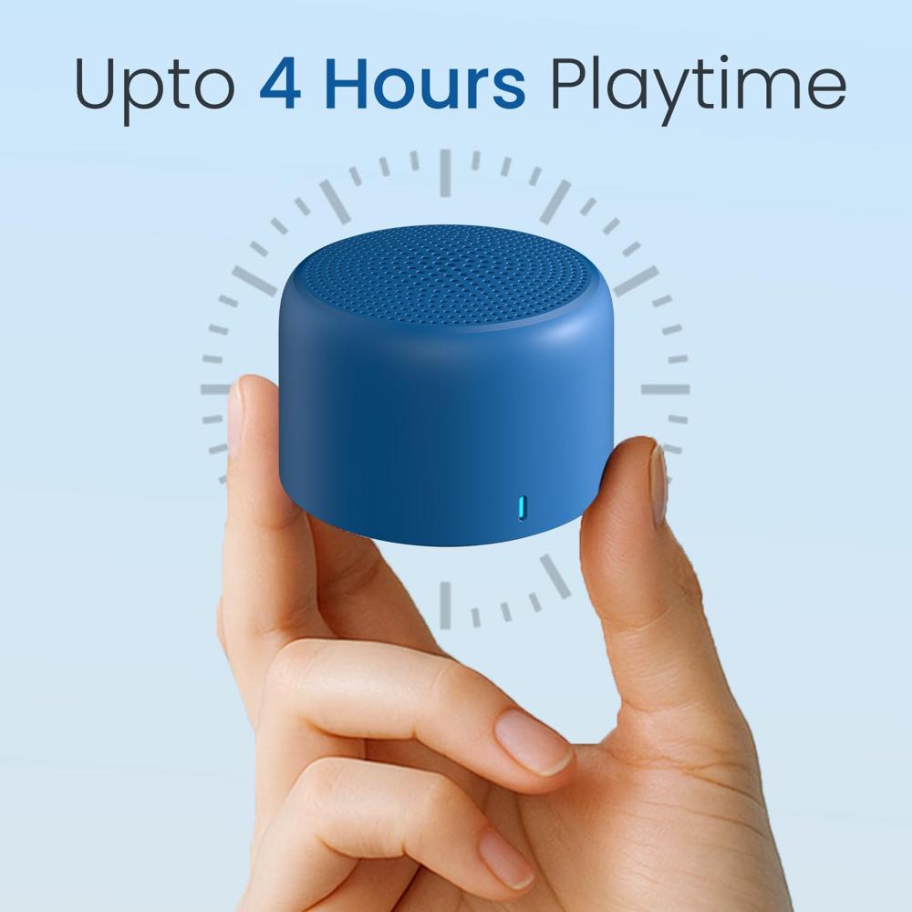 Portronics 5W Pico Mini HD Sound Portable Bluetooth Speaker with in-Built Mic, Strong Lanyard, Upto 4 Hours Playtime, Bluetooth 5.3V, Type C Fast Charging, Light Weight (Blue)