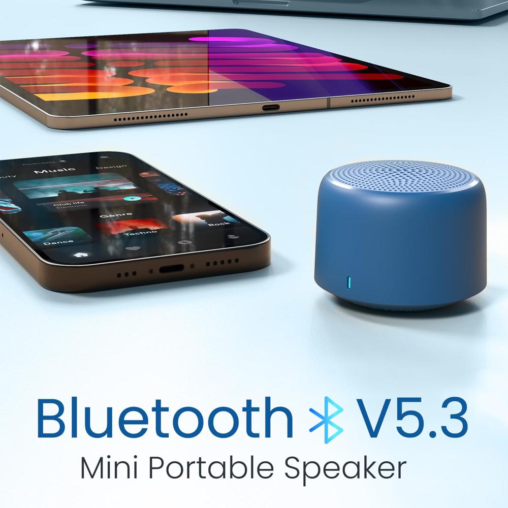 Portronics 5W Pico Mini HD Sound Portable Bluetooth Speaker with in-Built Mic, Strong Lanyard, Upto 4 Hours Playtime, Bluetooth 5.3V, Type C Fast Charging, Light Weight (Blue)