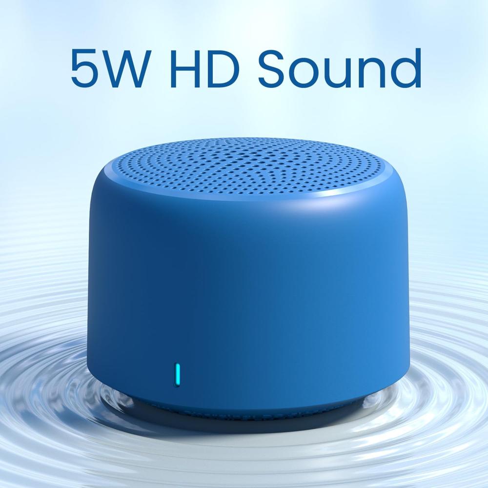 Portronics 5W Pico Mini HD Sound Portable Bluetooth Speaker with in-Built Mic, Strong Lanyard, Upto 4 Hours Playtime, Bluetooth 5.3V, Type C Fast Charging, Light Weight (Blue)