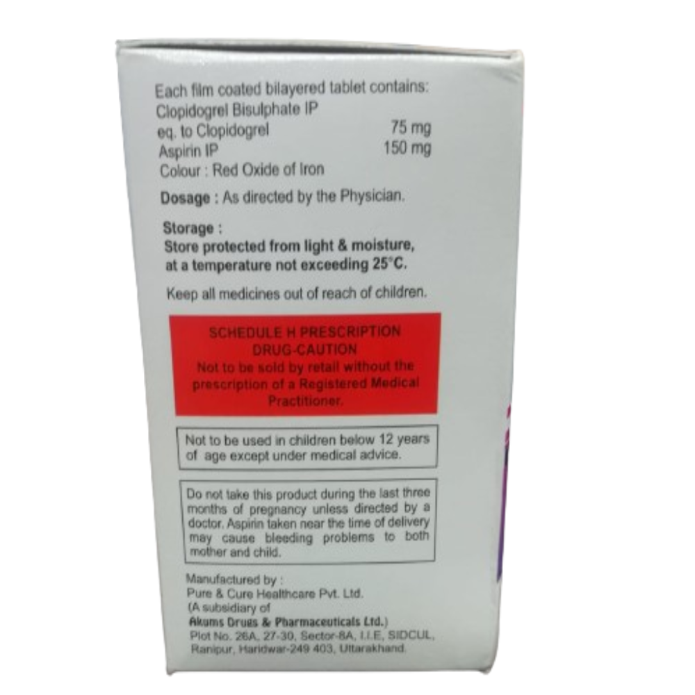 Clopidogrel 75 mg + Aspirin 150 mg TABS