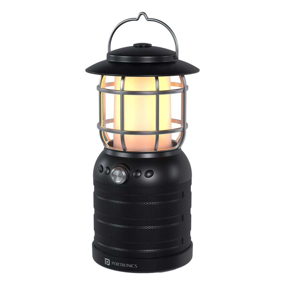 Portronics ilumi II 16W HD Sound Bluetooth Speaker With LED Lamp, Upto 5 Hrs Playtime, 2 LED Lantern Lamp Mode, Bluetooth V5.3, USB Port, Integrate Handle, Water Resistant, Type C Fast Charging(Black)
