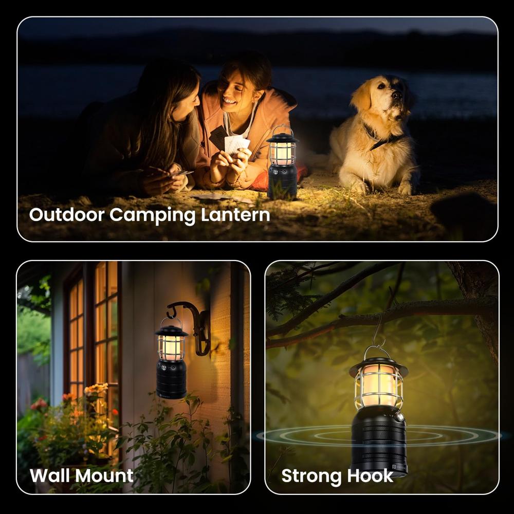 Portronics ilumi II 16W HD Sound Bluetooth Speaker With LED Lamp, Upto 5 Hrs Playtime, 2 LED Lantern Lamp Mode, Bluetooth V5.3, USB Port, Integrate Handle, Water Resistant, Type C Fast Charging(Black)