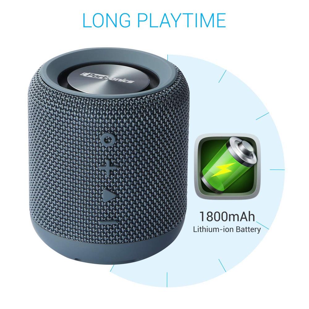 Portronics SoundDrum 10W Portable Bluetooth Stereo Speaker with Powerful Bass, 3.5mm AUX, USB Music, In-Built Mic, In-Built FM, 6-7 Hrs Playtime(Blue)