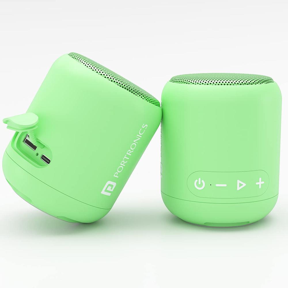 Portronics SoundDrum 1 10W TWS Portable Bluetooth 5.3 Speaker with Powerful Bass, Type C Charging Cable Included(Green)