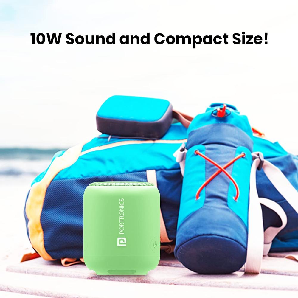 Portronics SoundDrum 1 10W TWS Portable Bluetooth 5.3 Speaker with Powerful Bass, Type C Charging Cable Included(Green)